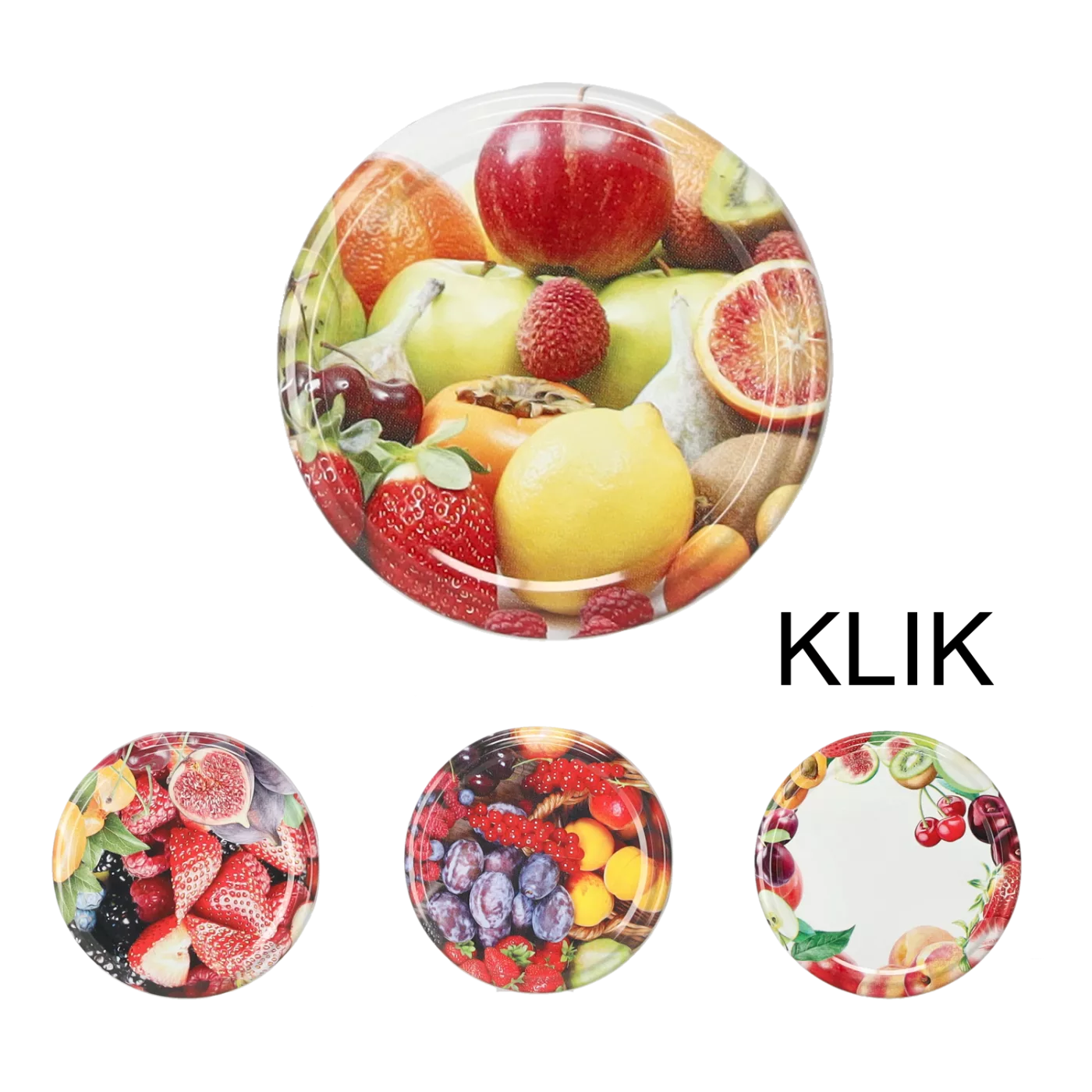Víčko průměr 63 mm klikací BerriesMix3 ovoce mix