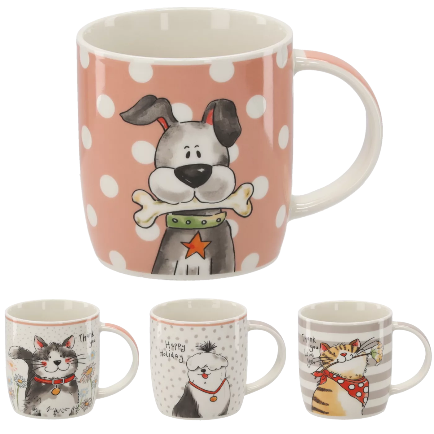 KÁVOVÝ HRNEK 365ML KOČKA/PES MIX VZORŮ bal=12ks *6033