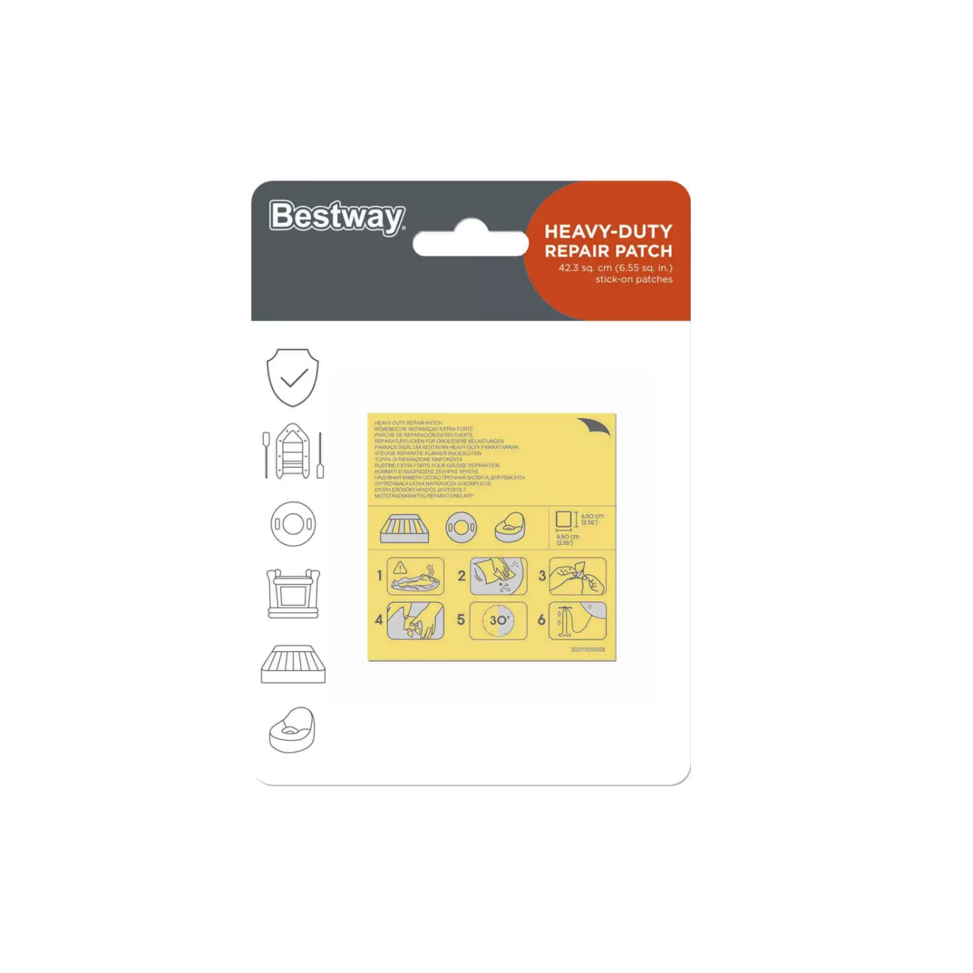 Sada opravných náplastí Bestway 10 ks, 6,5 x 6,5 cm