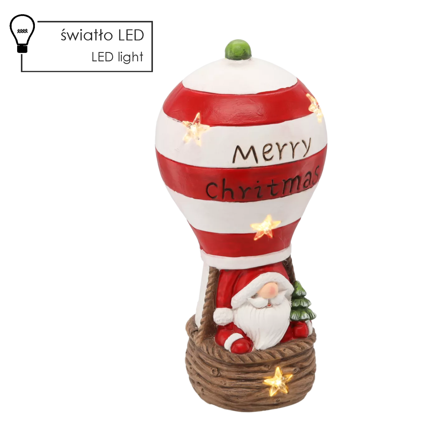 FIGURKA BOŽÍHO NAROZENÍ - MIKULÁŠ V BALÓNĚ 20 X 20 X 43 CM LED *0998