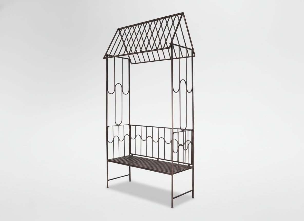 Pergola zahradní s lavičkou 123 x 63 x 252 cm antická bronz