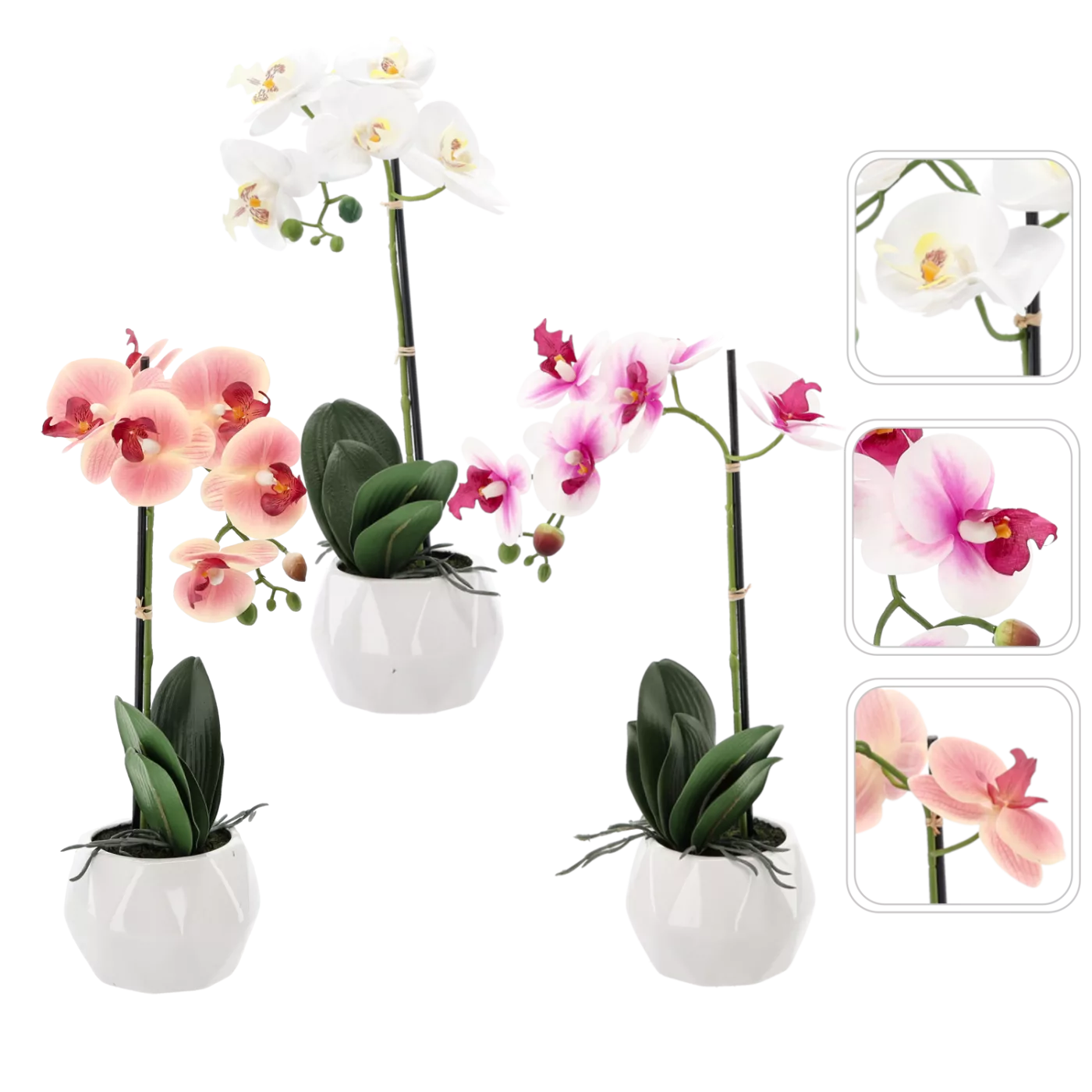 Umělá orchidej mix 3 barev 42 cm, balení 6 ks