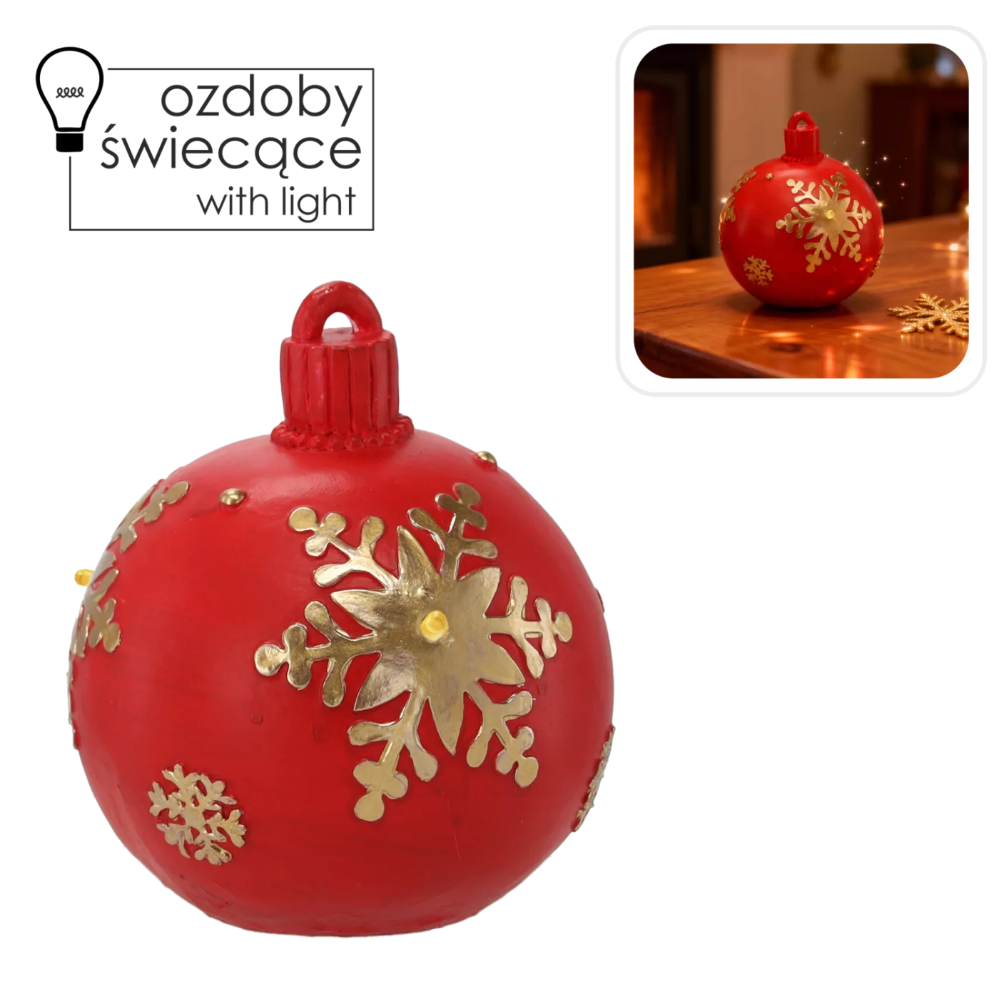 FIGURKA - ČERVENÁ LED OZDOBNÁ KULIČKA 16,5 CM *1488