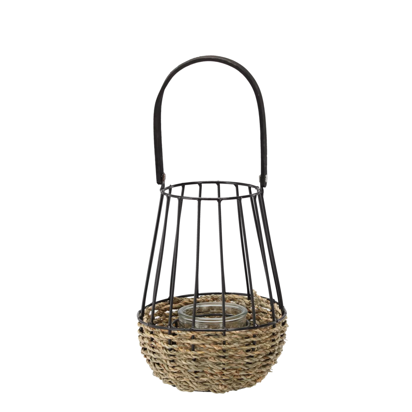 Lampion kovový černobronzový 22/37 cm se skleněnou vložkou