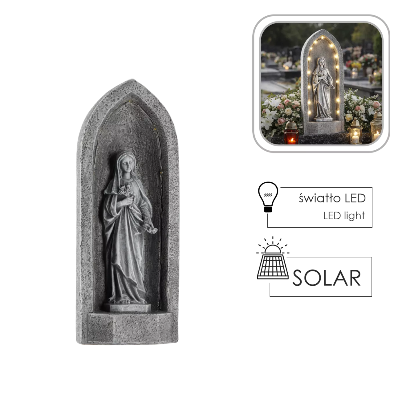 Figura Mariae v kapličce s LED osvětlením 12 x 9 x 30 cm